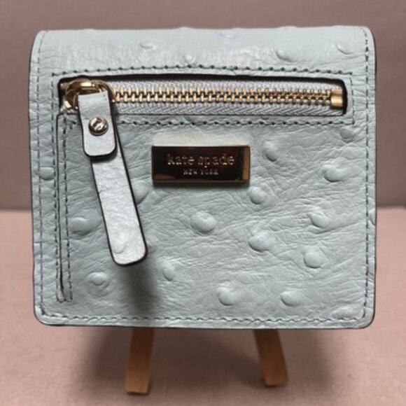 Kate Spade New York Ostrich Texture Mint Green Leather CompactWallet